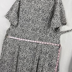 Things Between Black White Floral Button Up Tie-Back Dress Sz XXXL Maxi Cottage