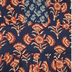Boden Navy Coral Floral Block Print V-Neck Midi Dress Sleeveless US 6R D0238