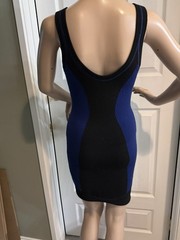 Alexander Wang Dress Bodycon Mini Knit Black Blue XS Wool Blend Sleeveless