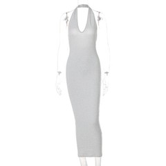 Female Dress Summer Fashion Hanging Neck Backless Sexy Sleeveless Slim Dress