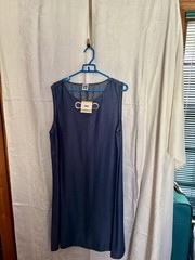 NWT Anne Klein Dress Size 14 Blue Shift Dress Sleeveless Grommet Neck $99