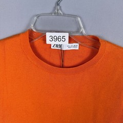 Zara knitted Tunic Dress Womens Size Large Cap-Sleeves Crew-Neck Orange