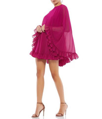 NWT Mac Duggal 55407 Fuchsia Ruffle Cape Mini Dress Cocktail Party Occasion Sz 2