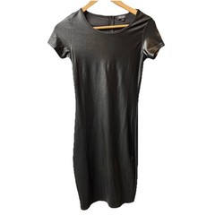 ANODY Faux Leather Dress – Black – Size Small- Short Sleeve Zip Up- Matrix