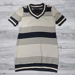 Potters Pot Blau Gestreiftes Kurzarm Mini Kleid Damen Größe Groß