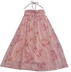 Dazy Pink Floral Halter Midi Dress Sheer Overlay Lined Size M