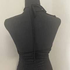 VTG RUBY ROX Y2K Rhinestone Ring Shimmer Halter Dress Whimsigoth Asymmetrical M