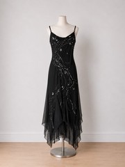 Beaded Dresses with A Fairy Vibe Asymmetrical Hem No Tags See Measurements