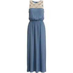 Cloth & People Womens Blue Crochet Neck Sleeveless Maxi Dress Small CP02S03A