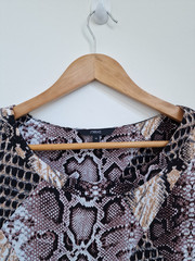 NEXT Boxy Multi Snakeskin Printed Shift Dress Size 12 Layering Pattern Clash VGC