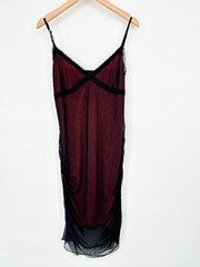 Mesh Lace Black Red Slip Dress Whimsygoth Vampy Goth Grunge Dark Fairy Sz Small