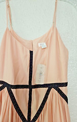 Forever21 Sz M Peach Strappy Short Flirty Dress w/Black Crochet Accent Trim NWT