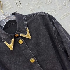 Schiaparelli Cowboy Denim Dress. Long Sleeve Dress.
