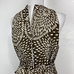 Unbranded Dress Women Large Brown White Floral Petals Sleeveless Belted Casual