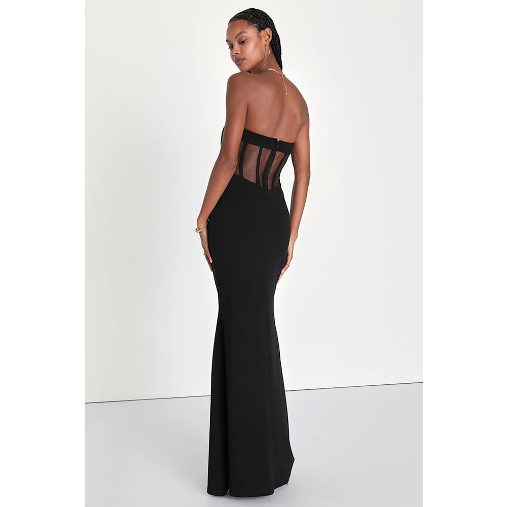 New Lulus Iconic Arrival Black Strapless Mermaid Maxi Dress Size XL MSRP $85