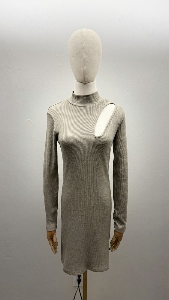 Zara Taupe Knit Sweater Dress Size L Viscose, Polyester, Polyamide