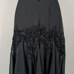 Cachet Y2K Black Handkerchief Hem Dress Crochet Details Womens 12 Goth Fairy