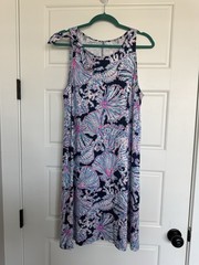 Lilly Pulitzer Luella Dress in Deep Sea Navy Shells Size Large EUC