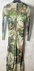 Zara Long Tie-dye Tulle Green Dress Size Medium New with Tags (J)