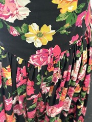 Vintage 80s Expo Black Floral Off Shoulder Boned Prom Dress Size 6 USA