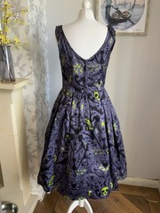 Lindy Bop Dress Size 12 & Cardigan Halloween Retro Gothic Print Midi Lana 50’s