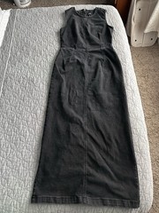 GAP Tall 8 Gray Solid Denim Long Shift Dress Sleeveless Round Neck