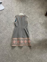 Anthropologie Maeve Grey/Gray Embroidered Neoprene Shift Dress Size 6