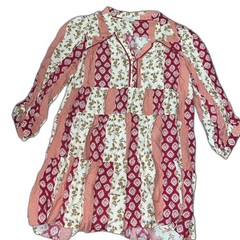Umgee Plus Size Pink Floral Patchwork Boho Festival Mini Dress