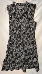 Madewell Smocked Bodice Black White Floral Crewneck Minidress