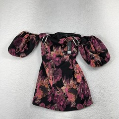 NWT Lulus Head Turnin&rsquo; Black Floral Print Off-The-Shoulder Bodycon Dress XS