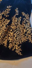 VTG Size 8 Jessica McClintock Formal Prom Dress Black Velvet Bow & Gold Glitter