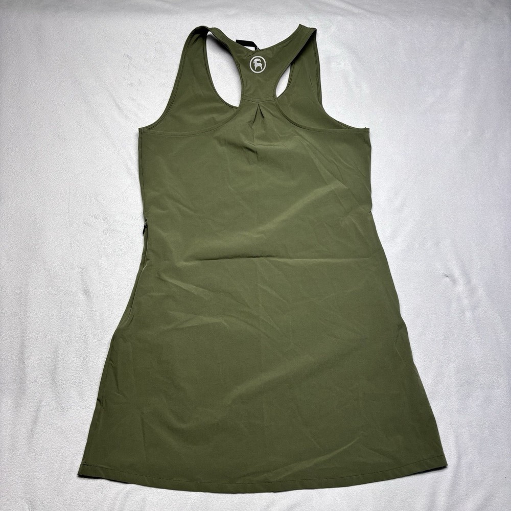 BACKCOUNTRY Tank Dress Small Olive Green On The Go Athletic Lightweight Pockets
