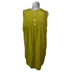 Zac & Rachel Woman Chartreuse Yellow Lace Yoke Sleeveless Shift Dress Plus Sz 1X
