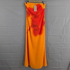 Meshki Dress Small Amaya Strapless Chiffon Maxi in Koi Orchid Print Tropical