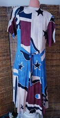 Vintage 90&rsquo;s Colorful Boho Chic Abstract Art to Wear Full Button Dress Sz L