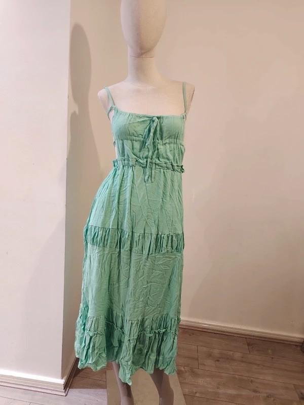 Open Back Elastic Waist Midi Summer Dress for Women