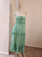 Open Back Elastic Waist Midi Summer Dress for Women