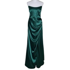 Birdy Grey Satin Gown L Green Strapless Corset Side Slit Evening Wedding Prom
