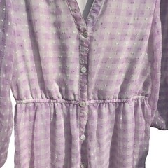 Lavender Gingham Coquette Midi Dress Balloon Sleeve Lined Button Front US 4