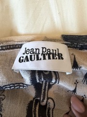 Jean Paul Gaultier Love Moi Mesh Graphic Print Maxi Bodycon Dress XS Beige