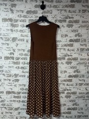 NWT! Les Serein Ravenna Mixed Media Polka Dot Dress Size Medium – Brown