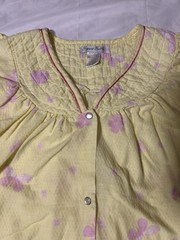 Elegant Emily Sz L Pearl Snap Housecoat Yellow Butterflies Granny Cottagecore