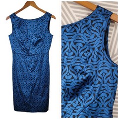 Banana Republic Dress Size 4 Sheath Satin Professional Blue Black Low Back
