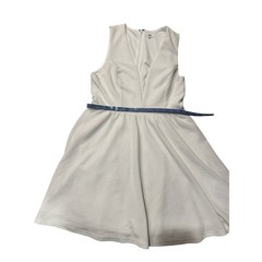 Lucca White Textured Deep V Neck Fit & Flare Skater Mini Dress Size Medium