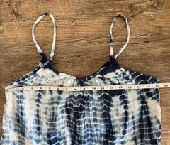 Natural Life XS/S Blue Tie-Dye 100% Cotton Gauze Spaghetti Strap Midi Dress FLAW
