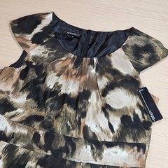 AGB Dress Women 12P Brown Abstract Cap Sleeve Sheath Workwear NEW 5298W74