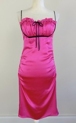 size 8 NWT Vintage BETSEY JOHNSON Pink SILK Pin-Up Retro-Style Dress Y2K USA