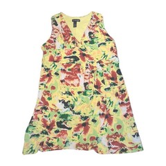 LANE BRYANT DRESS PLUS SIZE 22 24 YELLOW ORANGE GREEN ABSTRACT FAUX WRAP…
