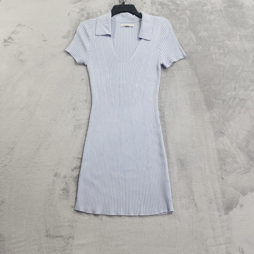Abercrombie & Fitch Dress Womens S Blue Ribbed Collared Short Sleeve Polo Mini