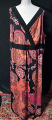 Catherines Pink/Black/Orange Paisley Sleeveless Maxi Dress 2X